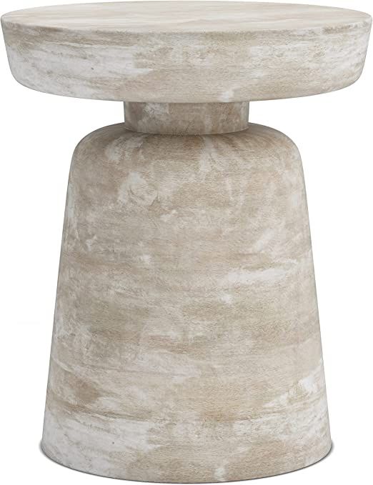 SIMPLIHOME Robbie Accent End Table, 16 inch, Distressed White Wash | Amazon (US)