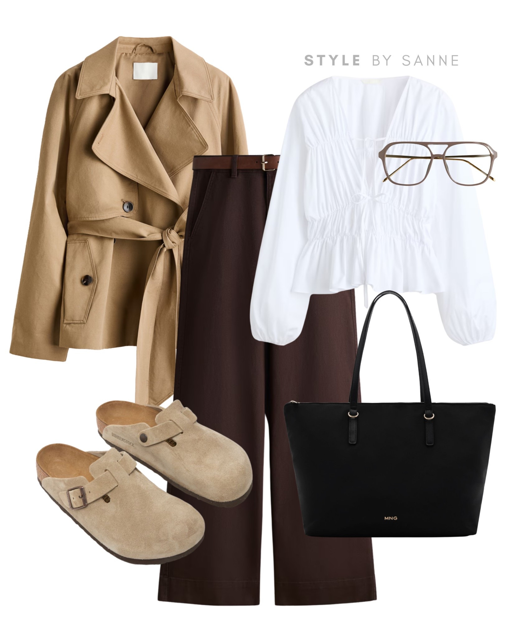 A classic camel trench paired with rich brown trousers creates a warm, timeless base, balanced with a soft white blouse for contrast. Finished with suede clogs and a sleek black tote for an effortlessly refined everyday look.🤍🤌🏼

#LTKspring #LTKworkwear #LTKstyletip
