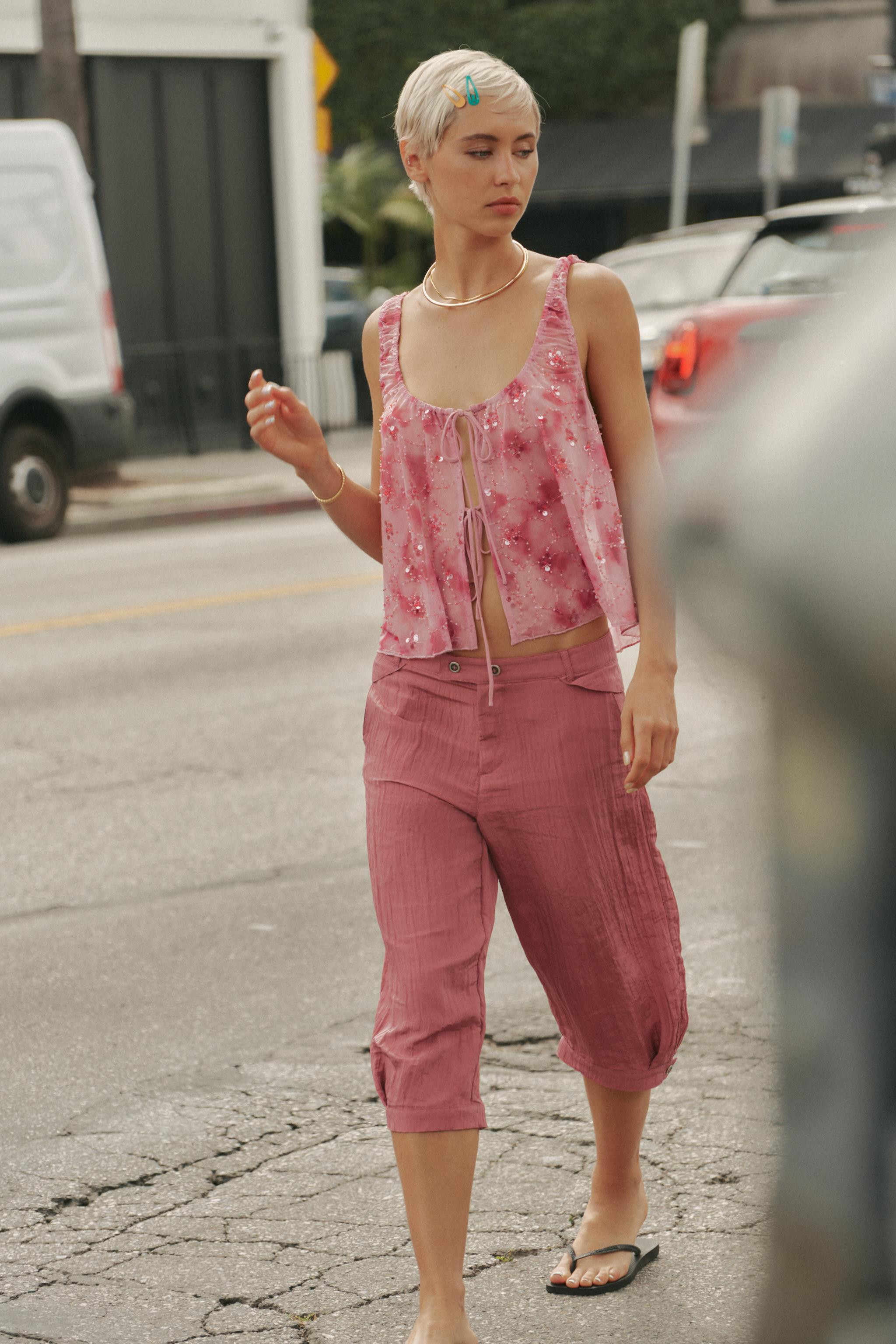 SEQUIN TULLE TOP WITH TIES | Zara US