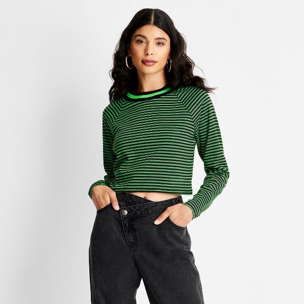 Women's Long Sleeve Cropped T-Shirt - Future Collective™ with Kahlana Barfield Brown | Target