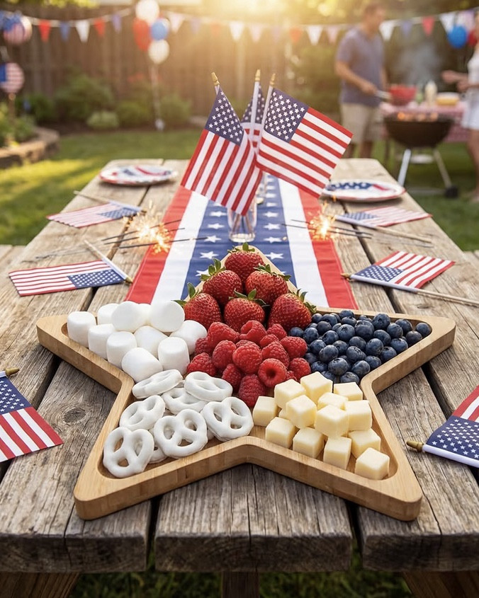 Patriotic Charcuterie Board 
with USA Flag
Perfect for BBQs and Independence Day! 🇺🇸🇺🇸🇺🇸