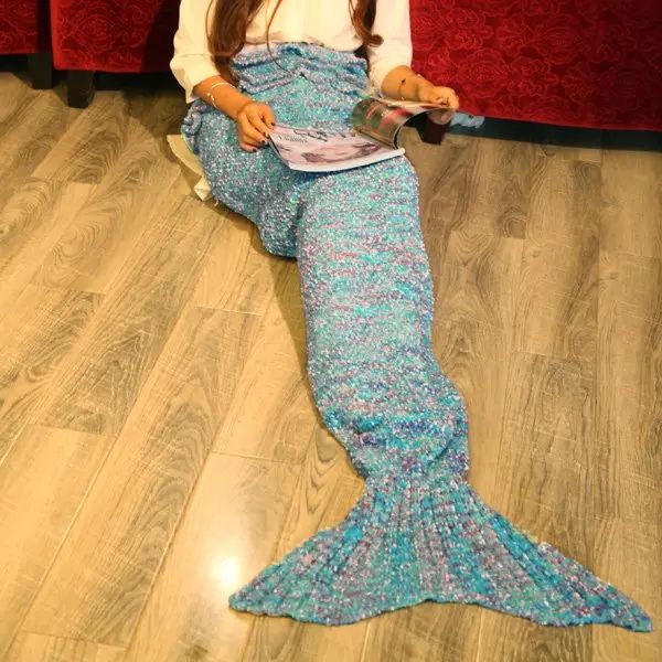 Fancy Falbala Photography or Sofa Mixed Color Knitted Mermaid Blanket | Dresslily US