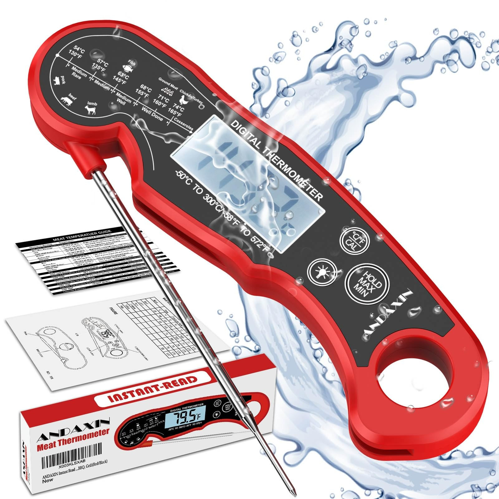 Meat Thermometer Digital for Grilling and Cooking - ANDAXIN Waterproof Ultra-Fast Instant Read Fo... | Amazon (US)
