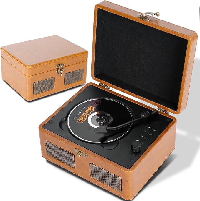 RetroBeat Time Vintage Portable Music Box – CD & Record Player with Speakers, Bluetooth Transmi... | Amazon (US)