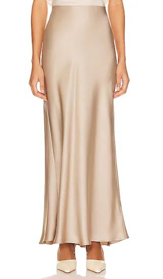 Bar Silk Maxi Skirt in Taupe | Revolve Clothing (Global)