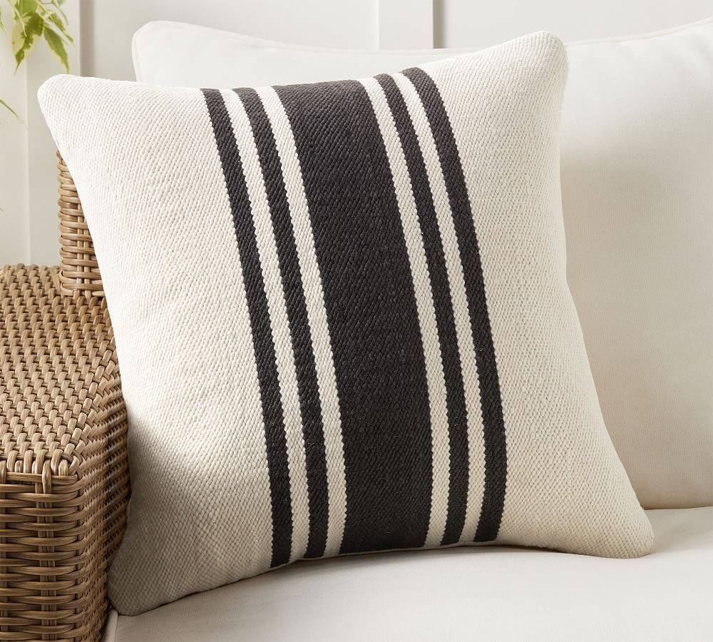 Modern Farmhouse Striped Outdoor Pillow | Pottery Barn (US)