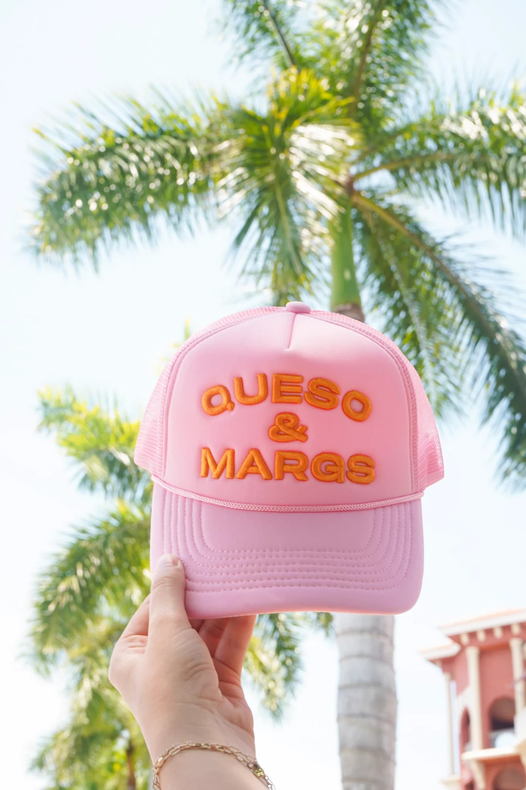 Queso and Margs - Pink Foam Trucker Hat | KenzKustomz