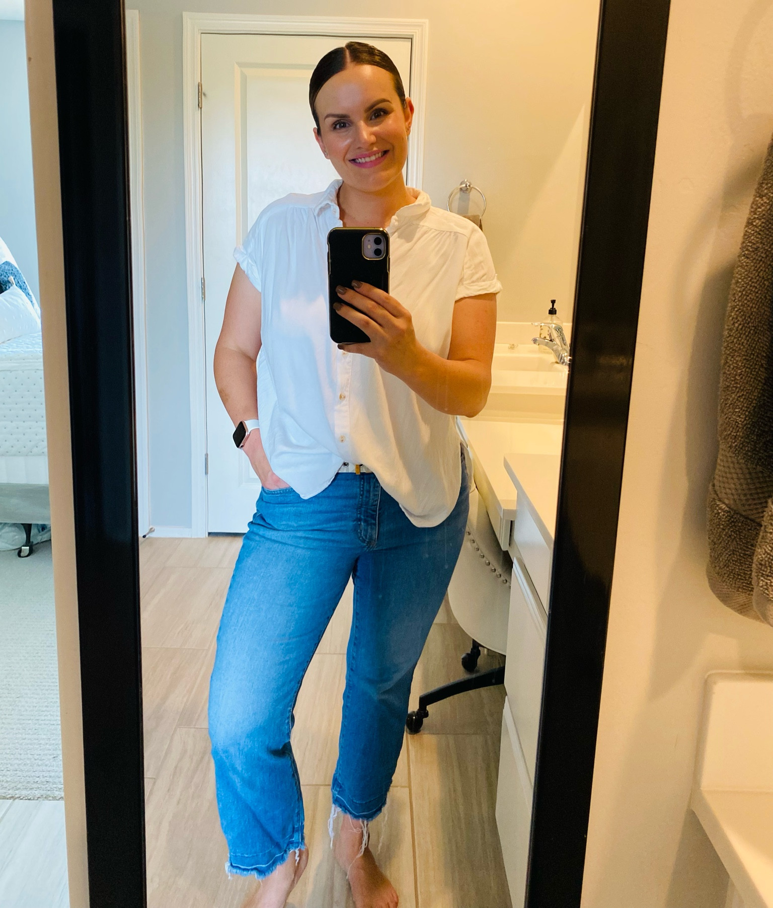 Casual white shirt and jeans 