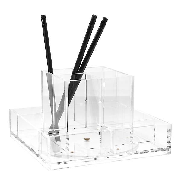 Russell + Hazel Acrylic Square Rotating Desktop Organizer | The Container Store