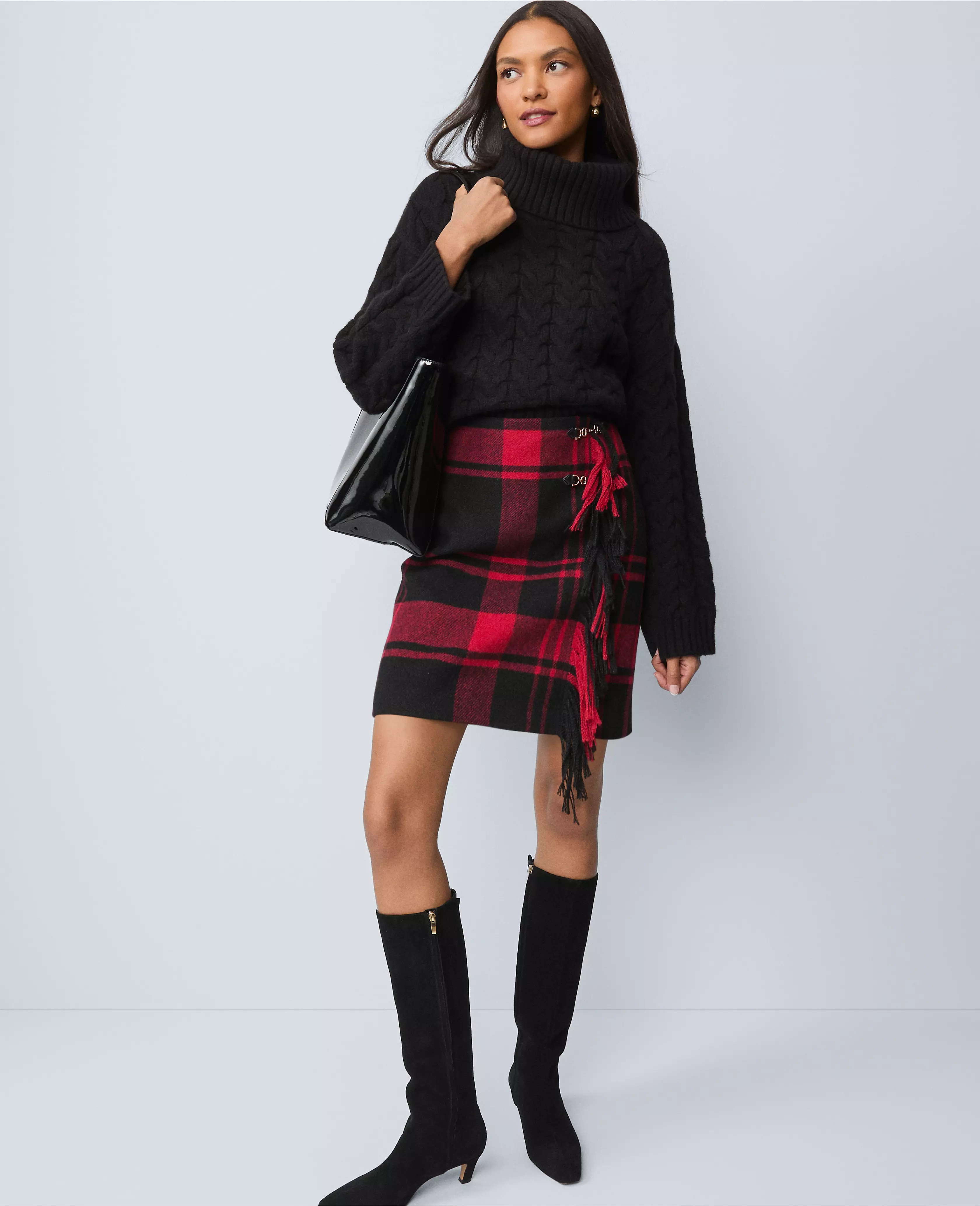 Weekend Collection Plaid Wrap Effect Skirt | Ann Taylor