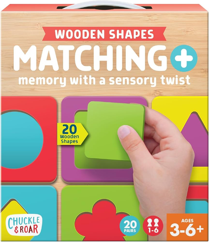 Chuckle & Roar - Matching+ Wooden Sensory Shapes - Logic Puzzles - Premium Wood Construction - Fl... | Amazon (US)