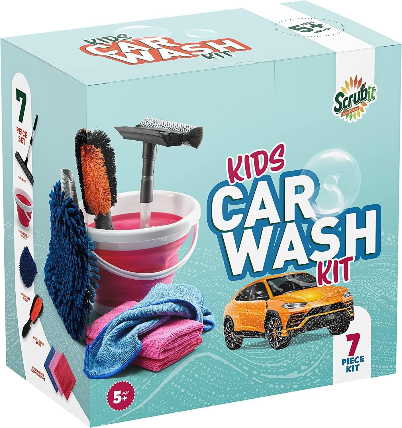 Kids Car Wash Activity Kit – 7 Kid-Sized Carwash Accessories Gifts for Boys & Girls Ages 5 6 7 ... | Amazon (US)