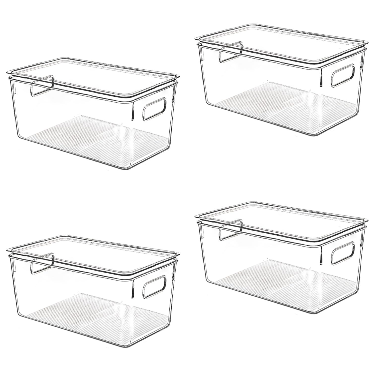 Clear Plastic Stackable Storage Bins with Lids, Pantry Organizers and Storage Containers Fridge Organizer Bins Kitchen Under Sink Bathroom Medicine Cabinet Organizer Bin Home Organization 10 x 6 x 5 | Amazon (US)
