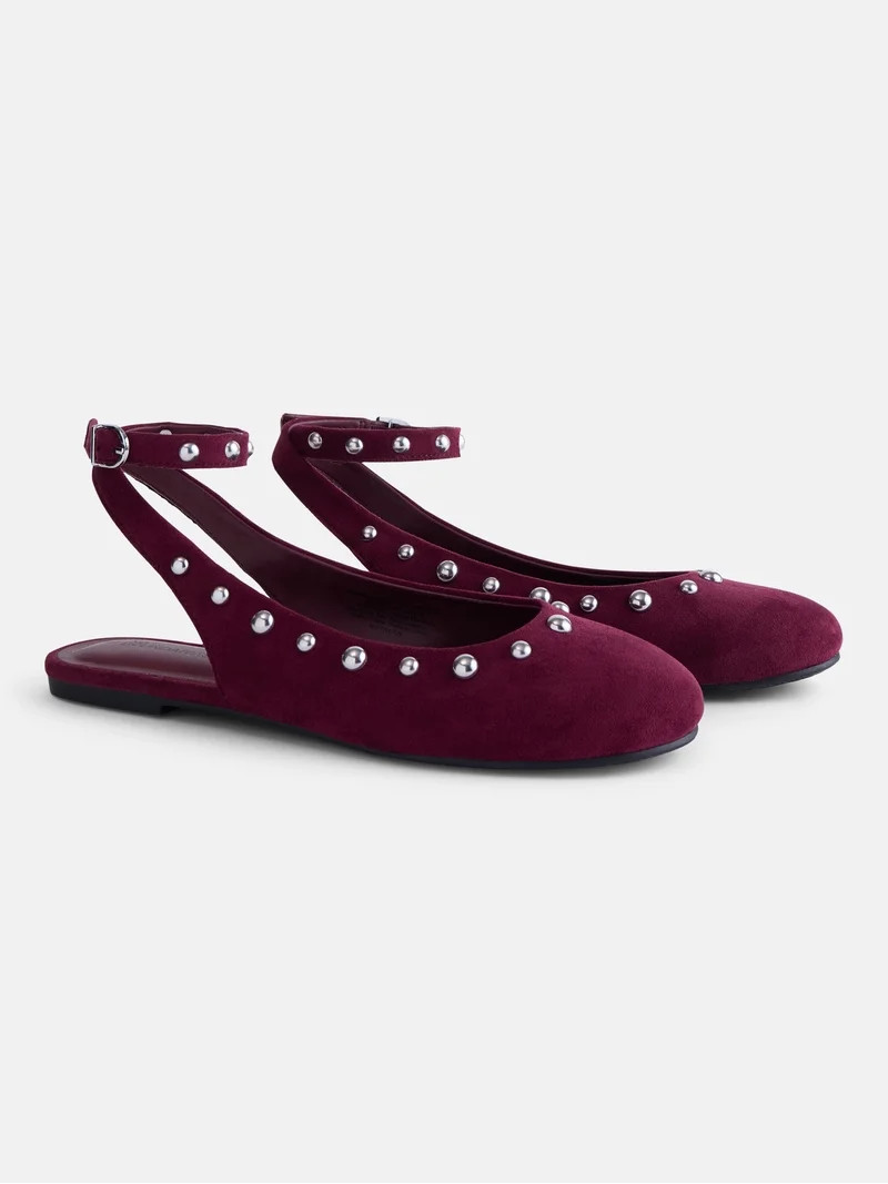 No Boundaries Women\u2019s Faux Suede Ankle Ballet Flats | Walmart (US)