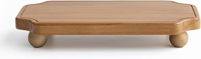 HillSpring Farmhouse Wood Riser Pedestal Stand, 13 x 8 Inch Wooden Tray for Kitchen Counter & Bat... | Amazon (US)