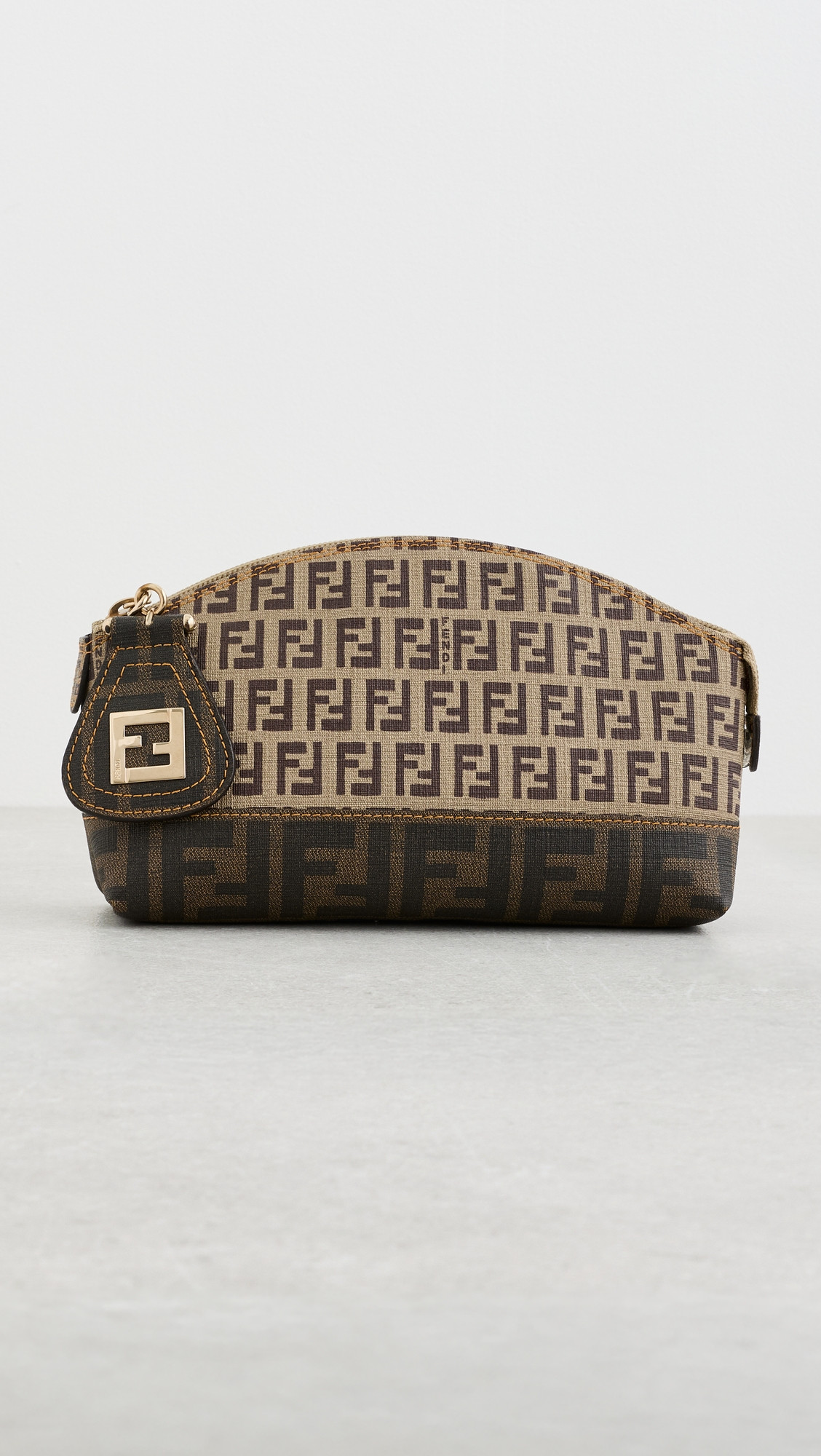 Fendi Brown Coated Canvas Pouch - Brown | Shopbop