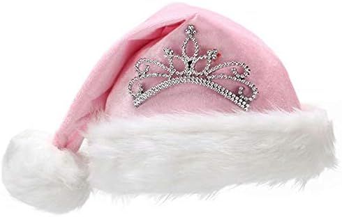 Santa Hat - Pink Plush Xmas Christmas Hat for Women | Amazon (US)