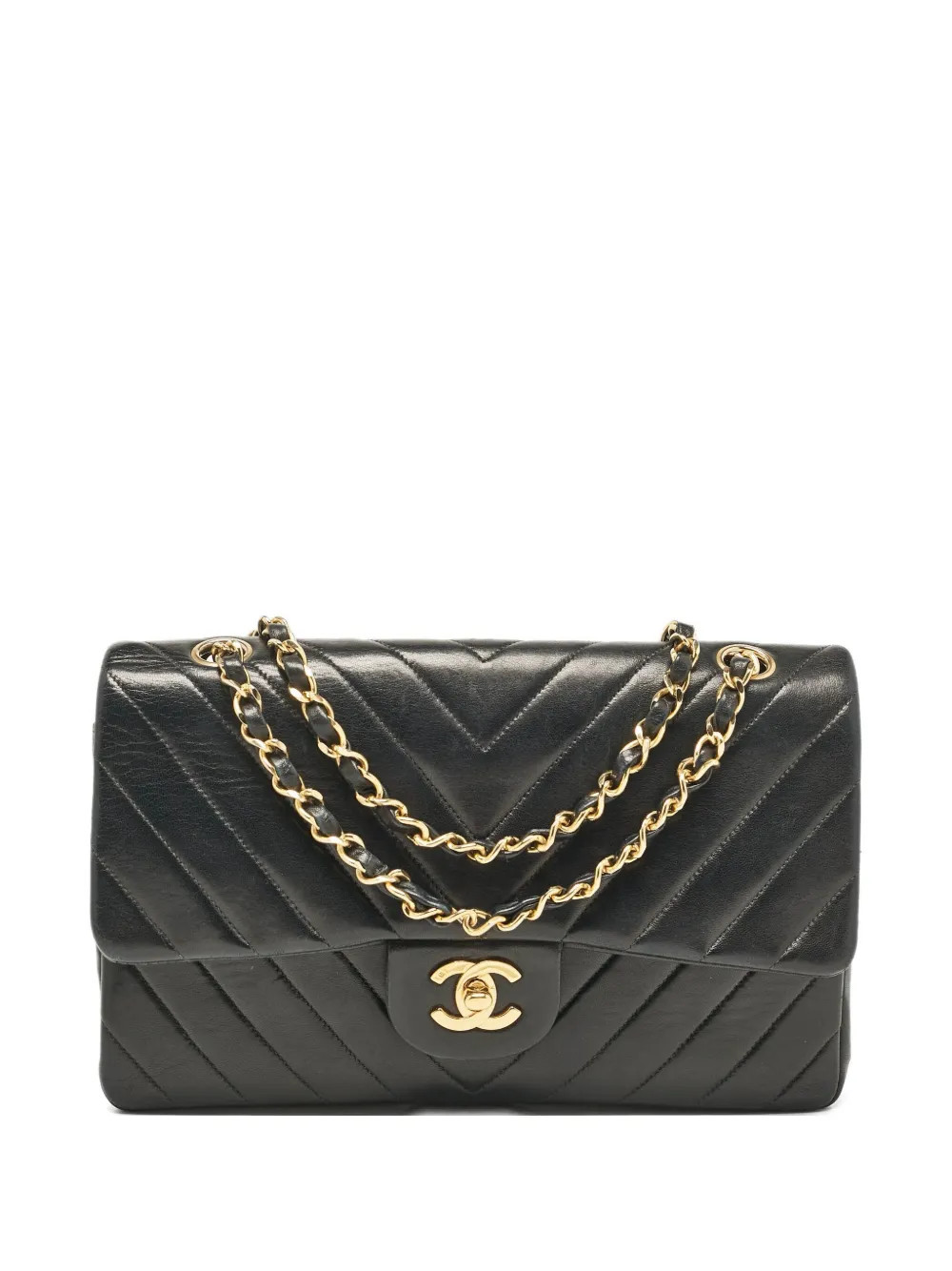 CHANEL Pre-Owned chevron-quilted leather shoulder bag - Black | Farfetch Global