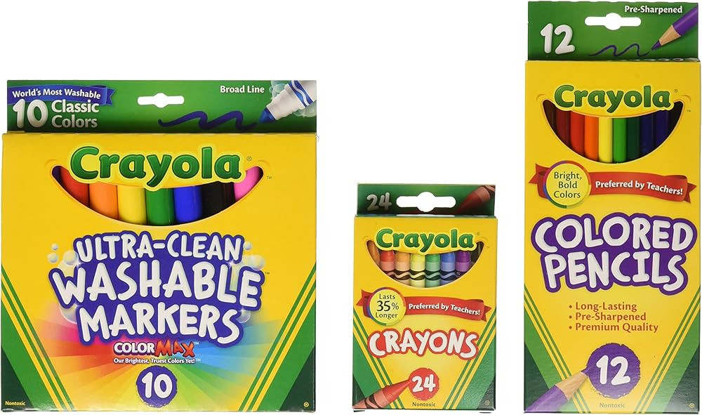 Crayola Back To School Supplies, Grades 3-5, Ages 7, 8, 9, 10, Contains 24 Crayons, 10 Washable B... | Amazon (US)