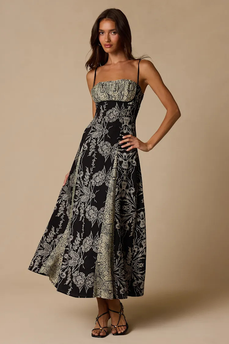 Emryn Black Multi Mixed Print Floral Maxi Dress | Lulus