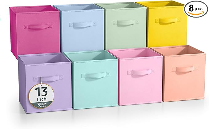 Sorbus Fabric Storage Cubes - 8 Foldable Storage Bins for Organizing Pantry, Cubbies, Toy Box - C... | Amazon (US)
