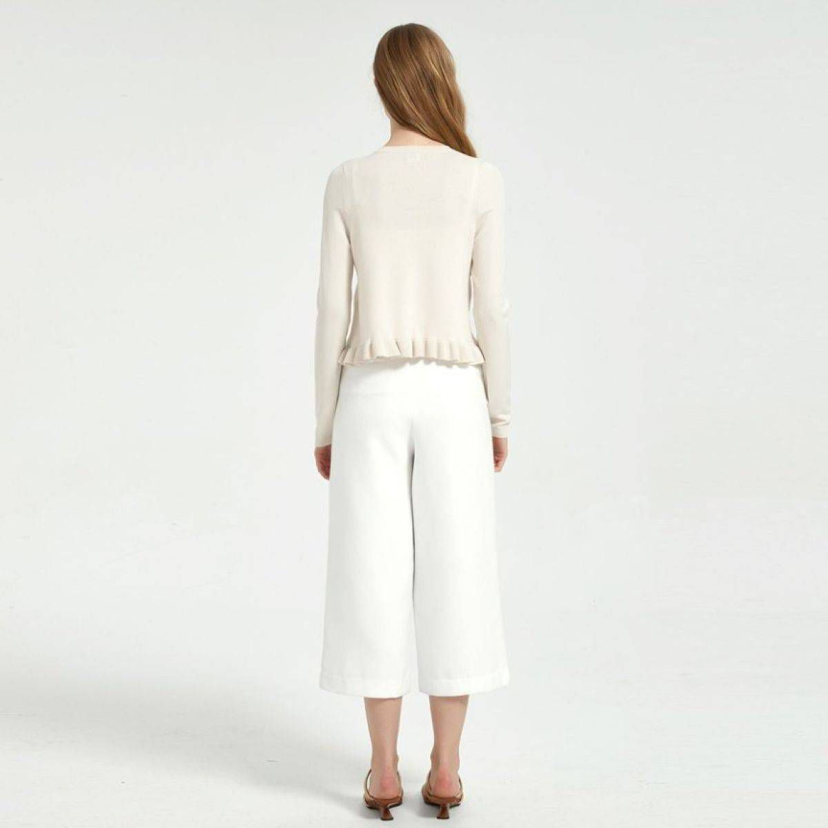 Women's Long Sleeve Crewneck Ruffle Hem Cardigan - A New Day™ | Target