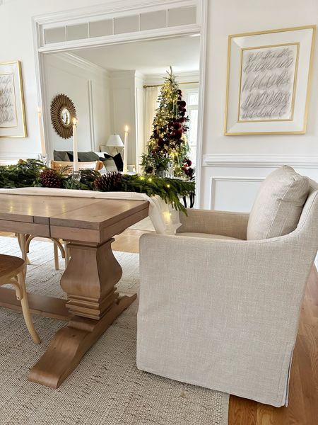 Dining room, rolling armchair, accent chair, farmhouse dining table, area rug, king of Christmas 

#LTKhome #LTKsalealert #LTKCyberWeek