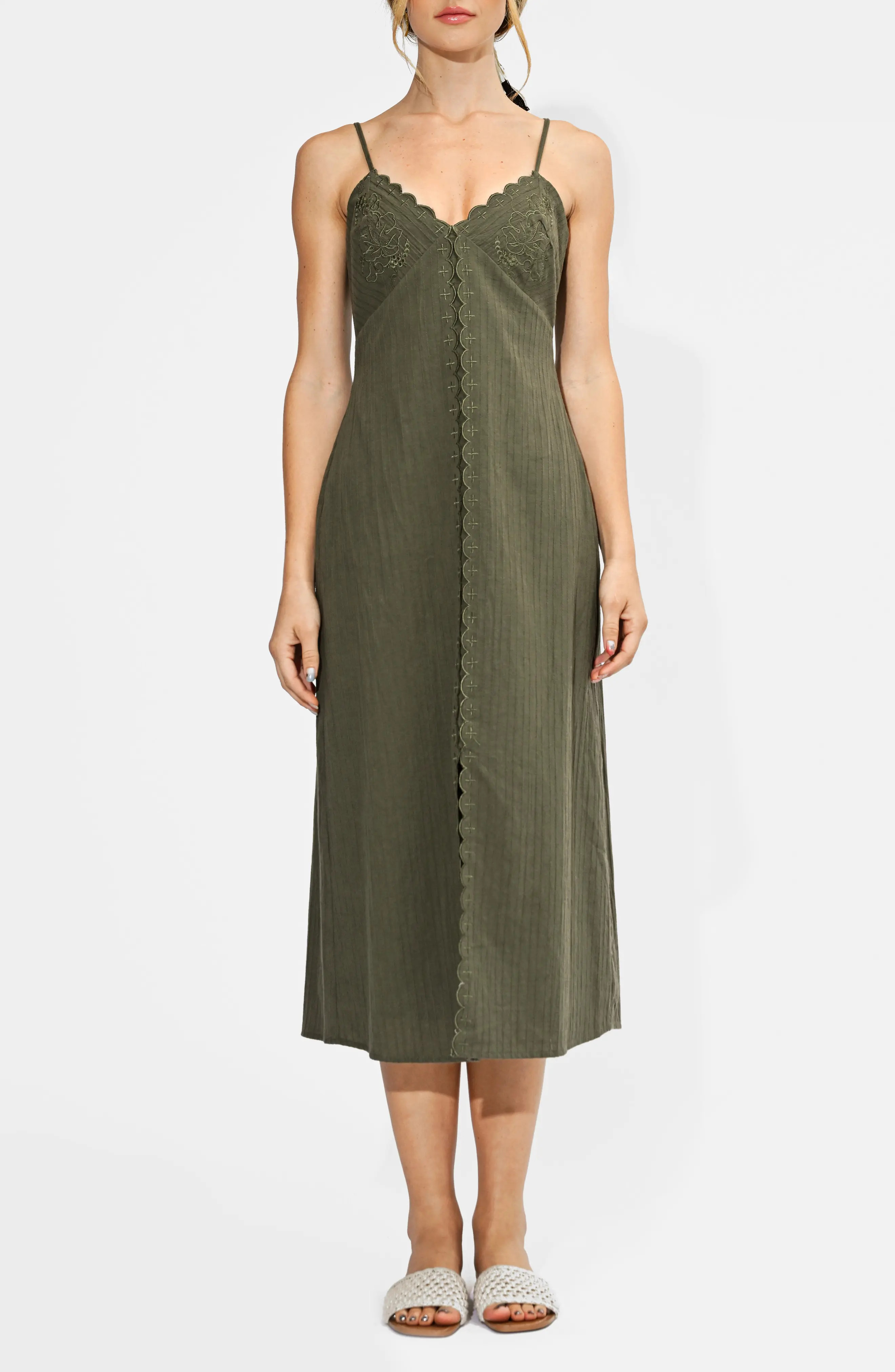 Millie Embroidered Midi Slipdress (Women) | Nordstrom | Nordstrom