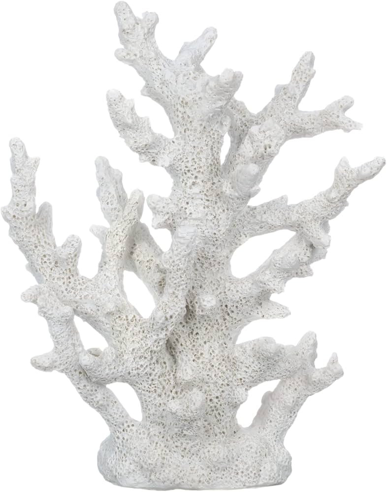 Decorative Sea Coral - White Stony Coral 9.5in H x 7.5in W x 3.5 in - Faux Coral Reef Décor - Re... | Amazon (US)
