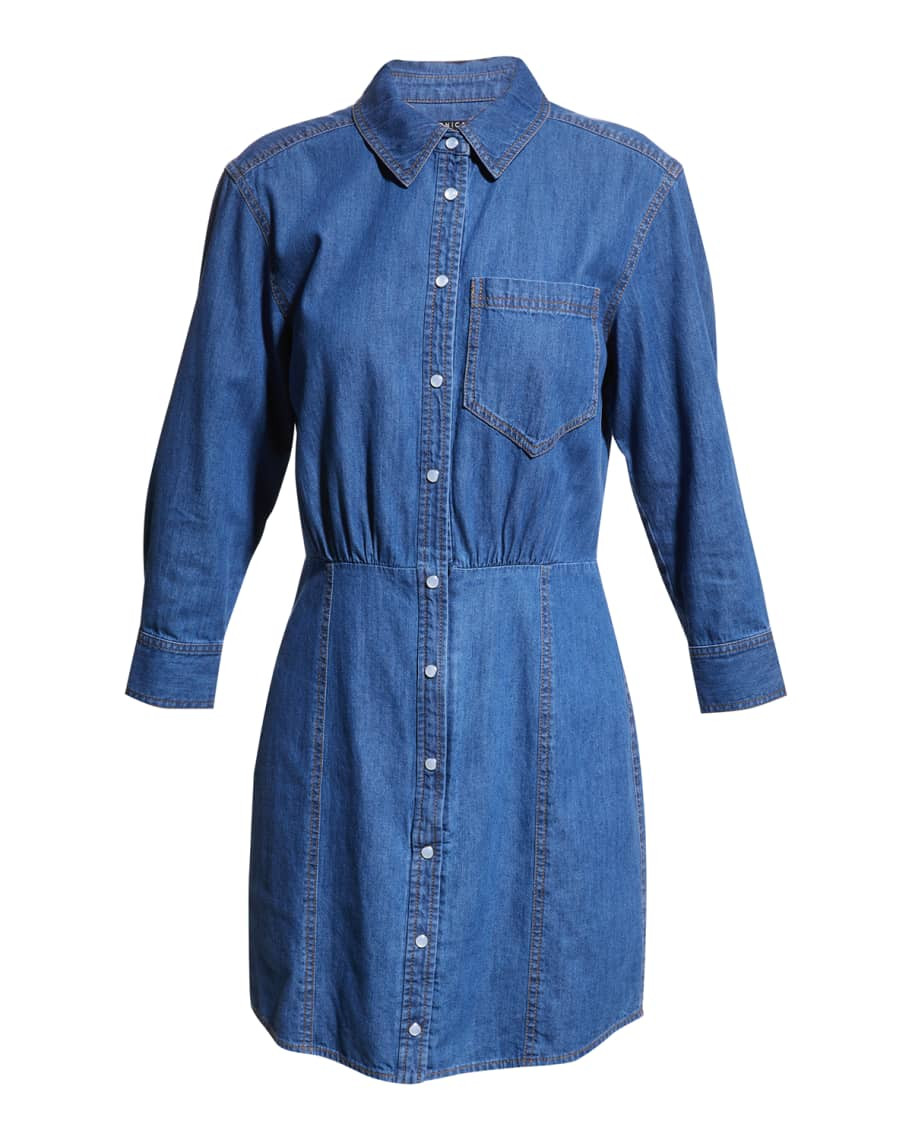 Keston Denim Button-Front Mini Shirt Dress | Neiman Marcus