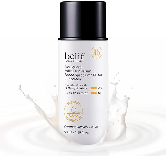 belif Milky Niacinamide Sunscreen SPF 40 \u2013 Lightweight & Invisible Sun Serum for Face with 7... | Amazon (US)