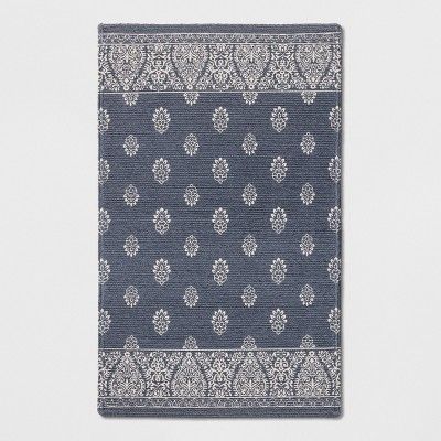 2'6"x4' Block Print Braided Accent Rug Gray - Threshold™ | Target