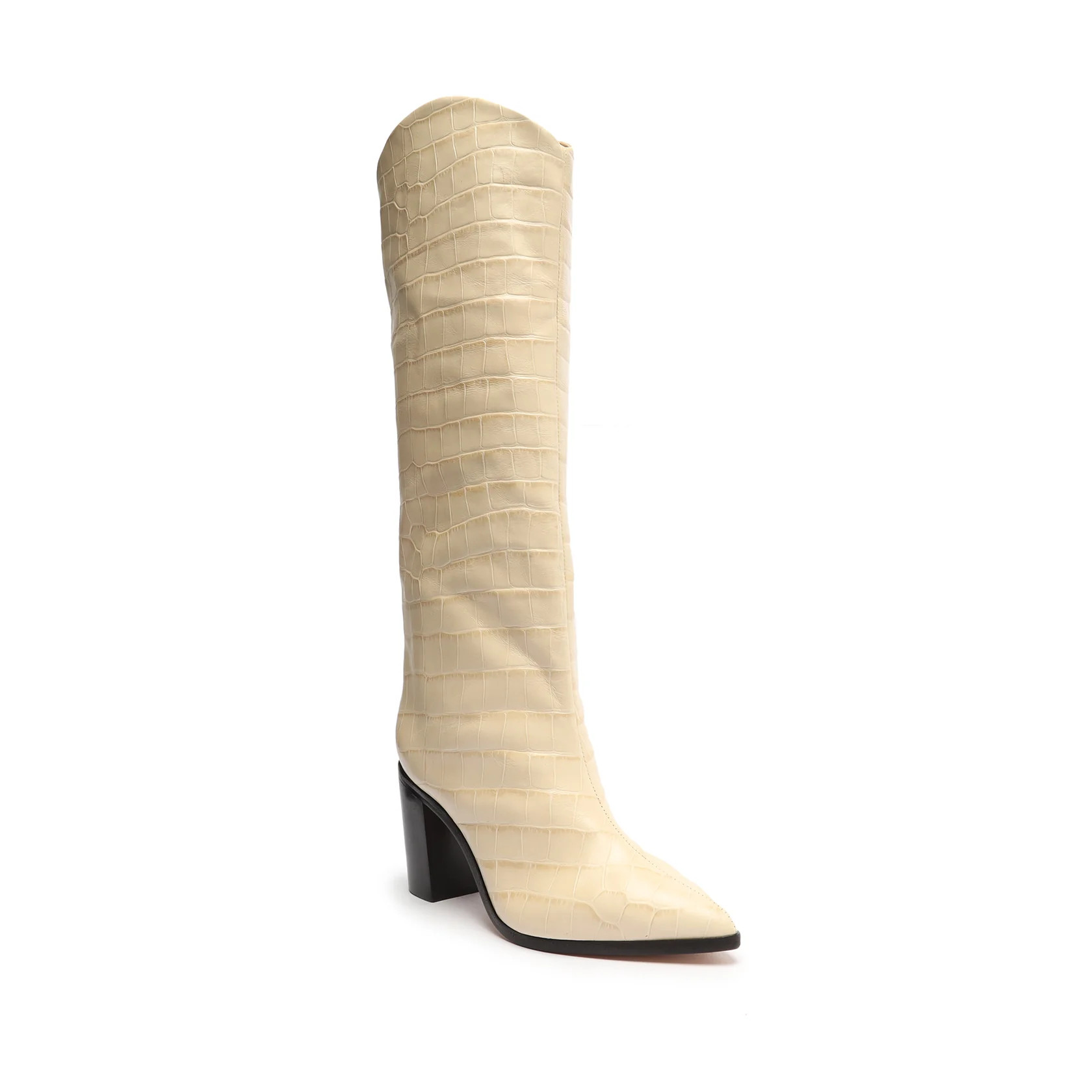 Maryana Block Crocodile-Embossed Leather Boot | Schutz Shoes (US)