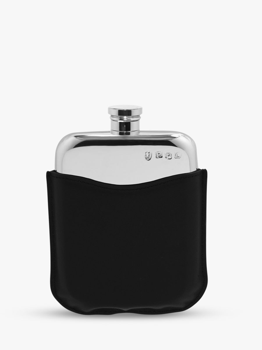 English Pewter Company Pewter Hip Flask with Leather Pouch, 170ml, Pewter/Black | John Lewis (UK)