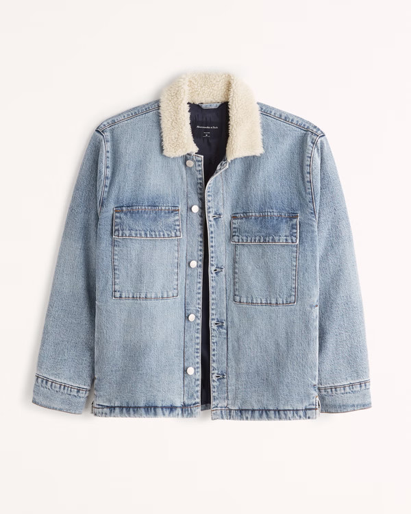 Sherpa Collar Denim Shirt Jacket | Abercrombie & Fitch (US)