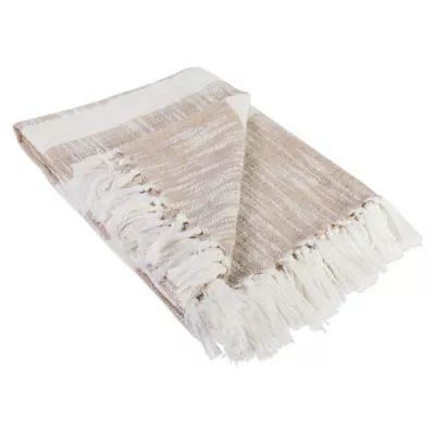 Distressed Fringe Throw Blanket in Taupe | Bed Bath & Beyond