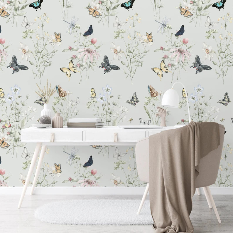 Pastel Watercolor Butterfly Wallpaper Colorful Butterflies | Etsy | Etsy (US)