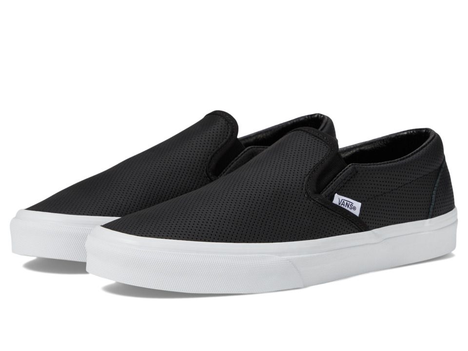 Vans - Classic Slip-On ((Perf Leather) Black) Skate Shoes | Zappos