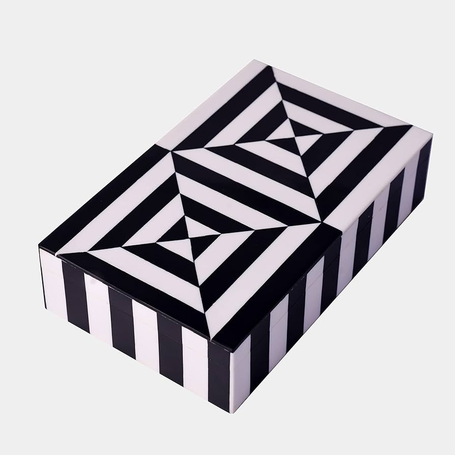 Artwork Craft Black and White Earring Necklace Jewelry Organizer Geometric Pattern Box Collection... | Amazon (US)