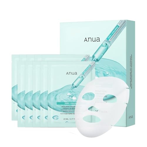 Anua PDRN Hyaluronic Acid Capsule 100 Serum Mask, Hydrating Face Mask for Glass Skin, Dewy Glow and Firm Looking Skin, Salmon DNA PDRN and Collagen, Korean Skin Care(10EA) | Amazon (US)
