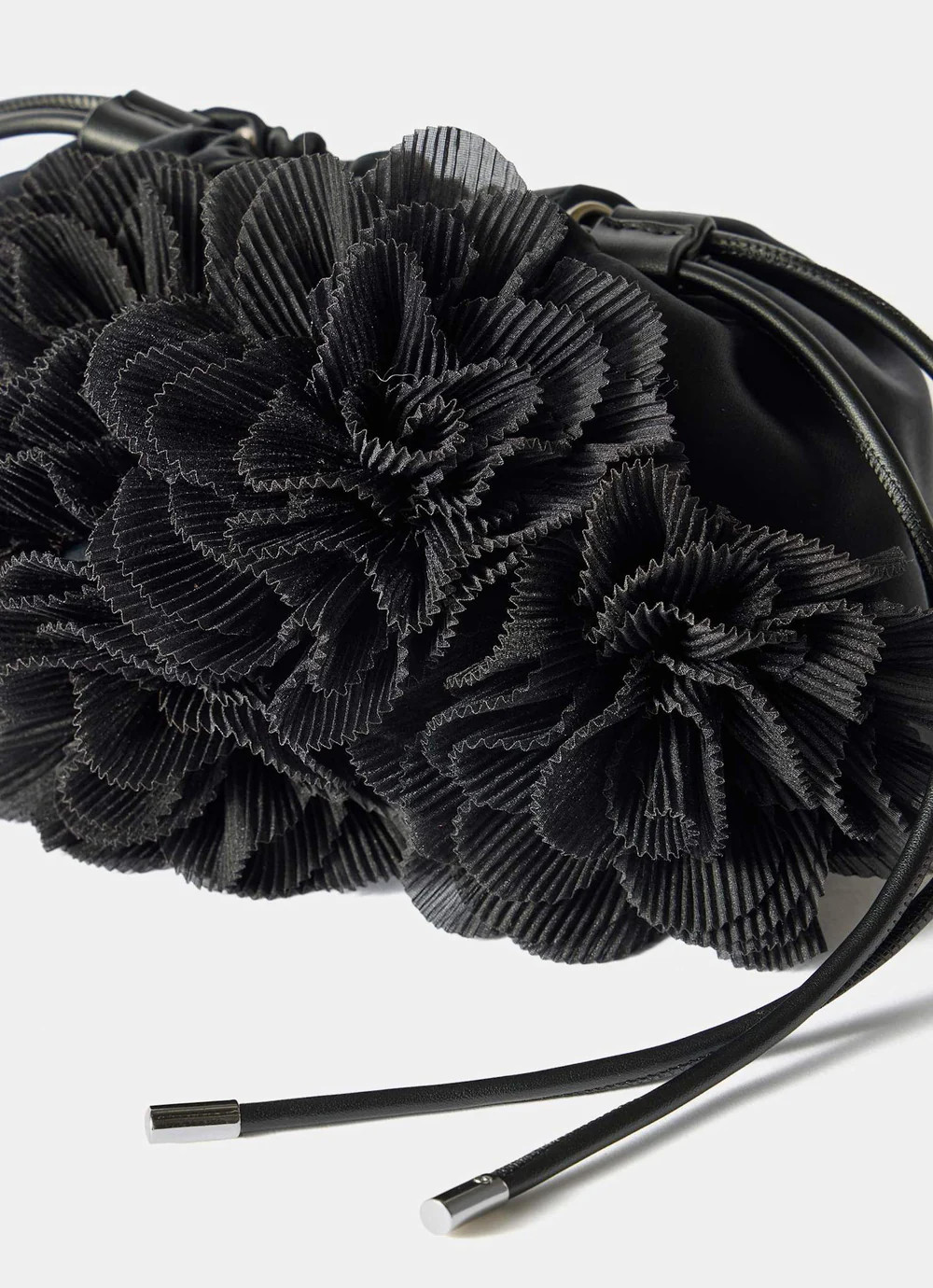 Raya Black Floral Drawstring Bag | Mint Velvet
