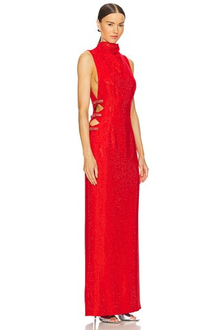 Rhinestone Maxi Dress in Red | Revolve Clothing (Global)