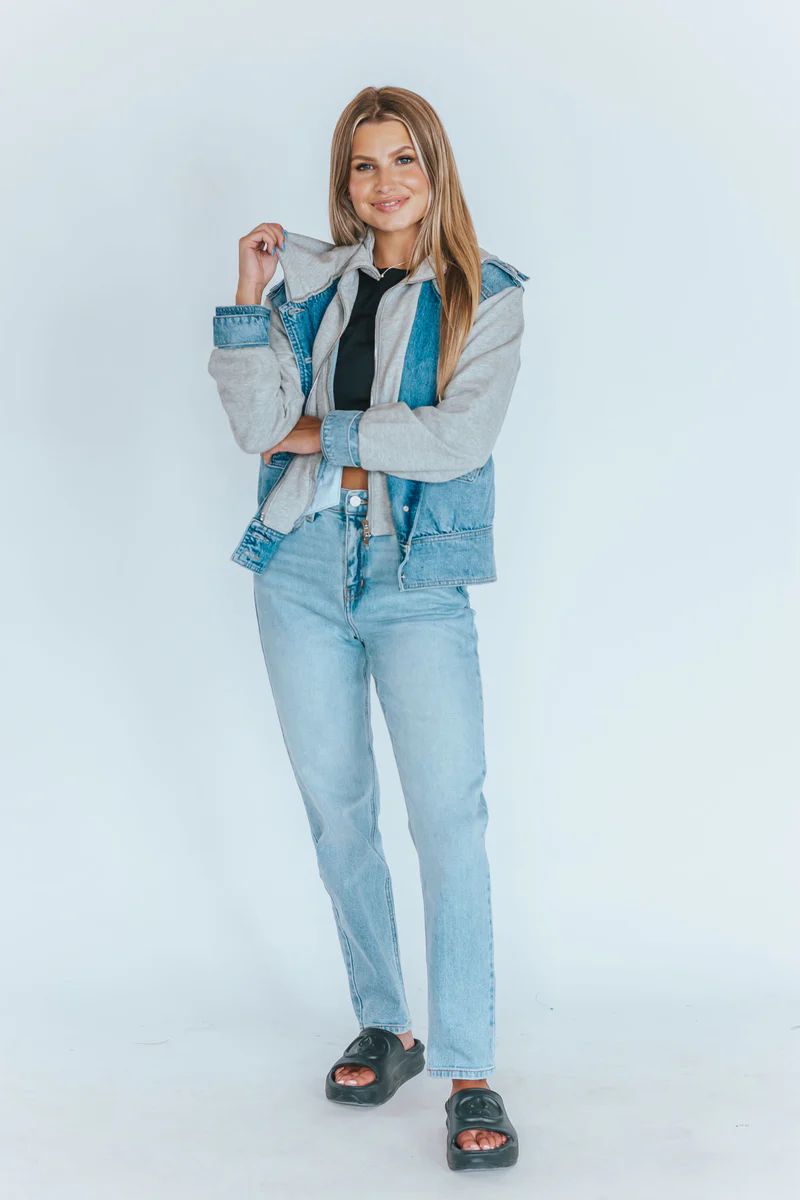 Lost in Reality Hooded Denim Jacket | Apricot Lane Boutique