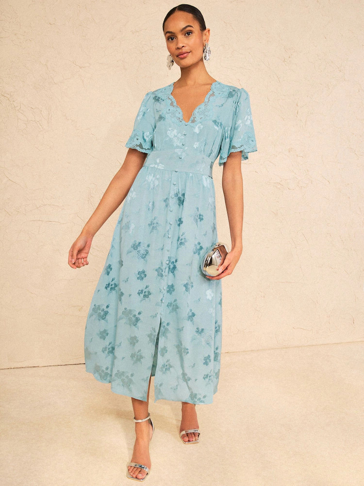 Love & Roses Pale Blue Lace Midaxi Tea Dress | Next US