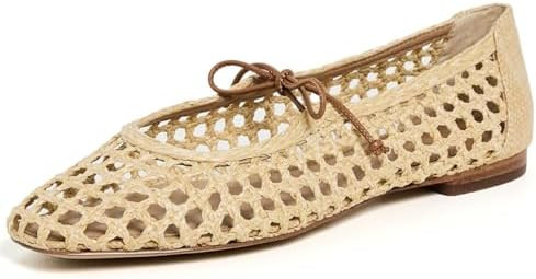 Women Woven Mesh Ballet Flats Raffia Lace up Ballerina Mary Jane Flats Fashion Casual Slip on Sho... | Amazon (US)