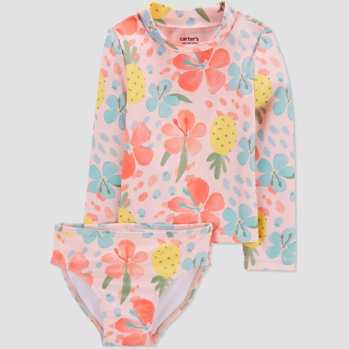Carter's Just One You®️ Toddler Girls' Long Sleeve Tropical Floral Printed Rash Guard Set - Pi... | Target