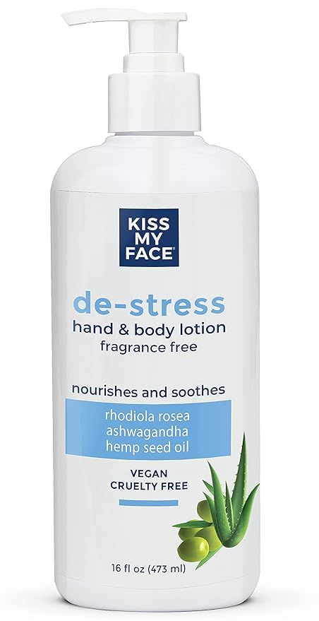 Kiss My Face De-Stress Hand & Body Lotion Fragrance Free - Hypoallergenic, Cruelty-Free, Vegan Lo... | Amazon (US)