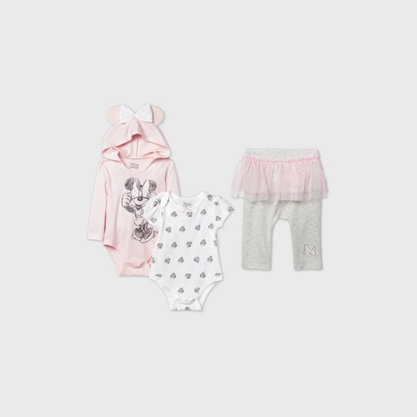 Baby Girls' 3pk Minnie Mouse Bodysuit and Tutu Leggings Set - Pink | Target
