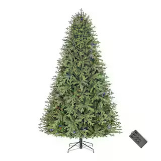 9 ft. Pre-Lit LED Willowbrook Grand Fir Artificial Christmas Tree T15 | The Home Depot