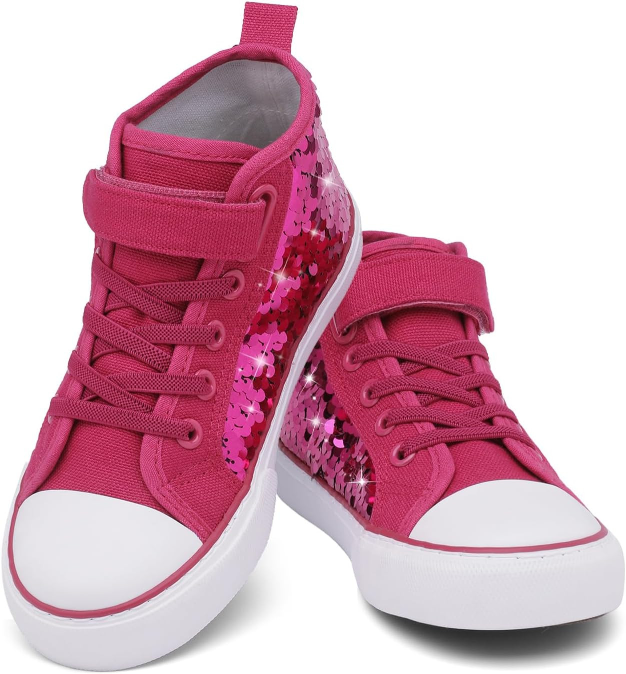 Toddler Kids Sequin Canvas Sneaker for Girls Boys High Top Walking Cushioned Sneakers Non-Slip Sparkly Casual School Shoe | Amazon (US)
